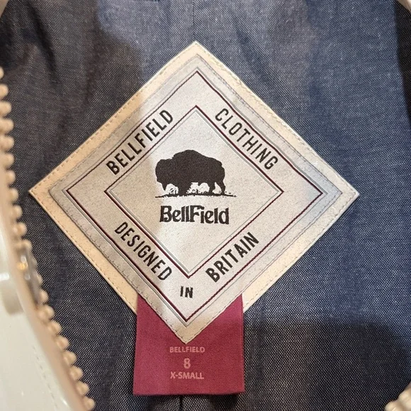 Bellfield Clothing Ivory Rain Jacket with Hood Size XS - Picture 4 of 6